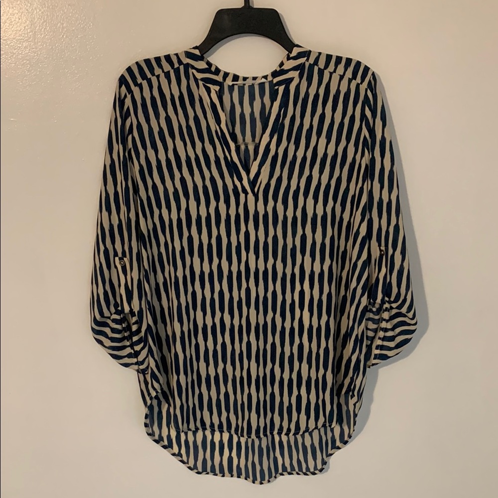 Teal and Beige Patterned Women's Top